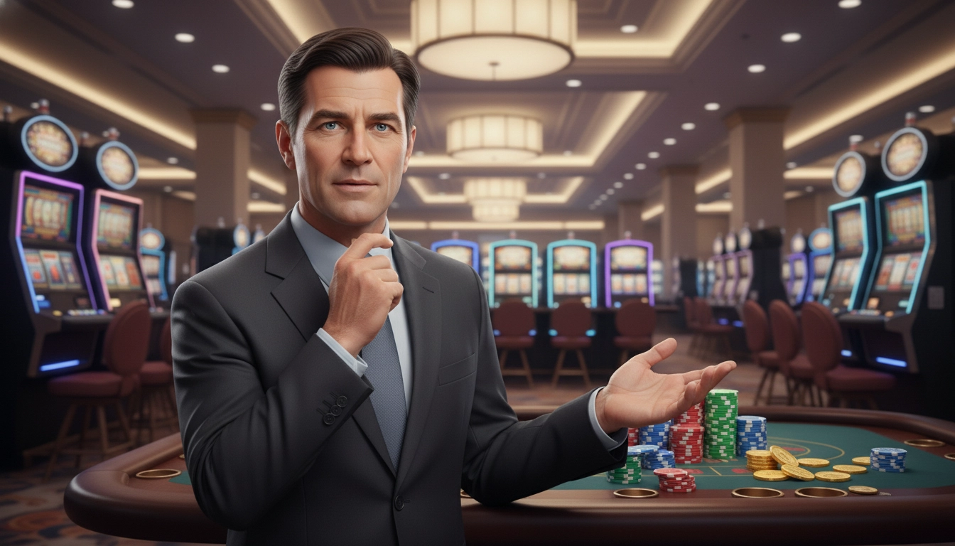 Casino expert in a questioning pose ready to answer PayID gambling questions