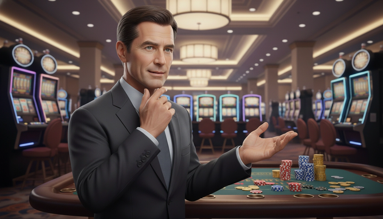 Casino expert in a questioning pose ready to answer PayID gambling questions